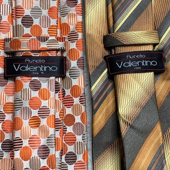 Aurelio Valentino Italy Set of Silk Ties Striped and Polka Dots - Picture 3 of 4